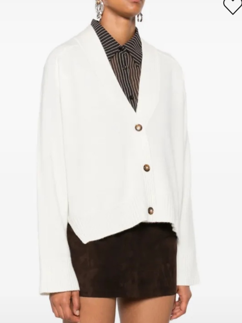 Cream Ribbed Button Cardigan - Picture 2 of 9